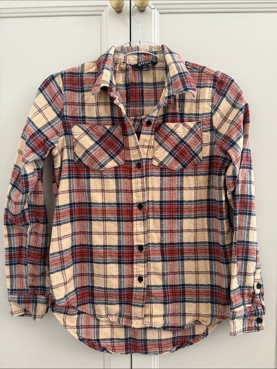 stoic Tops - Stoic Women's Cream & Red Plaid Button-Down Shirt